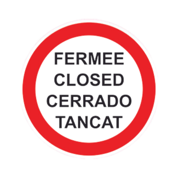 Balise Sticker Fermée FR-EN-ES-CA BALI-STI073